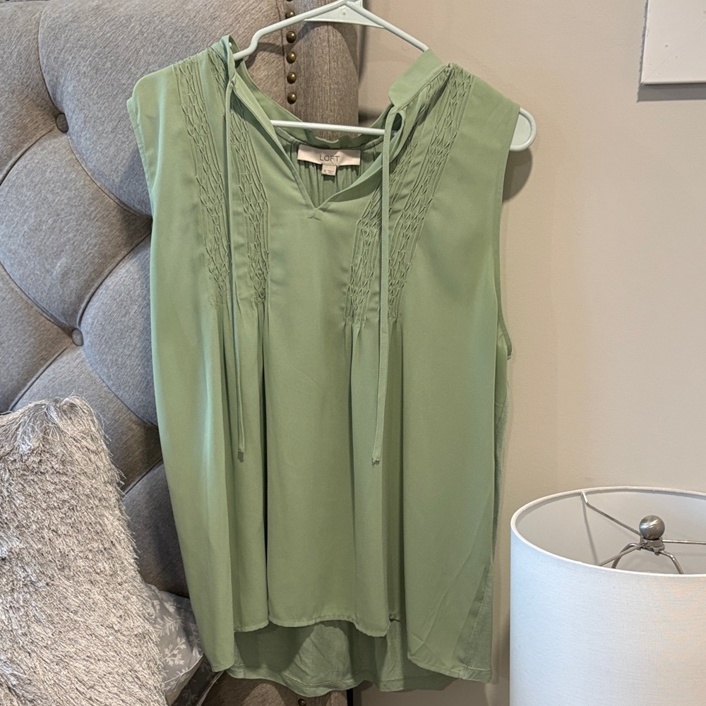 LOFT Sage Green Sleeveless Blouse
